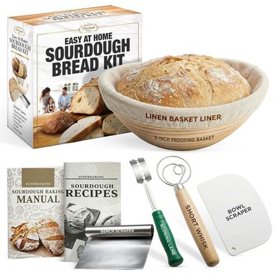 Sourdough Bread Kit   9  Banneton Bread Proofing Basket with Liner, Whisk, La...