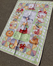Patchwork Baby Crib Quilt Coverlet, Multicolor/Green Farm Animals Goose