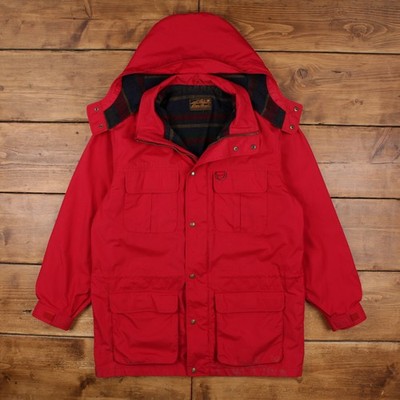 Vintage Eddie Bauer Mountain Parka Jacke L Herren 80er Rot USA Made Gefüttert Wandern