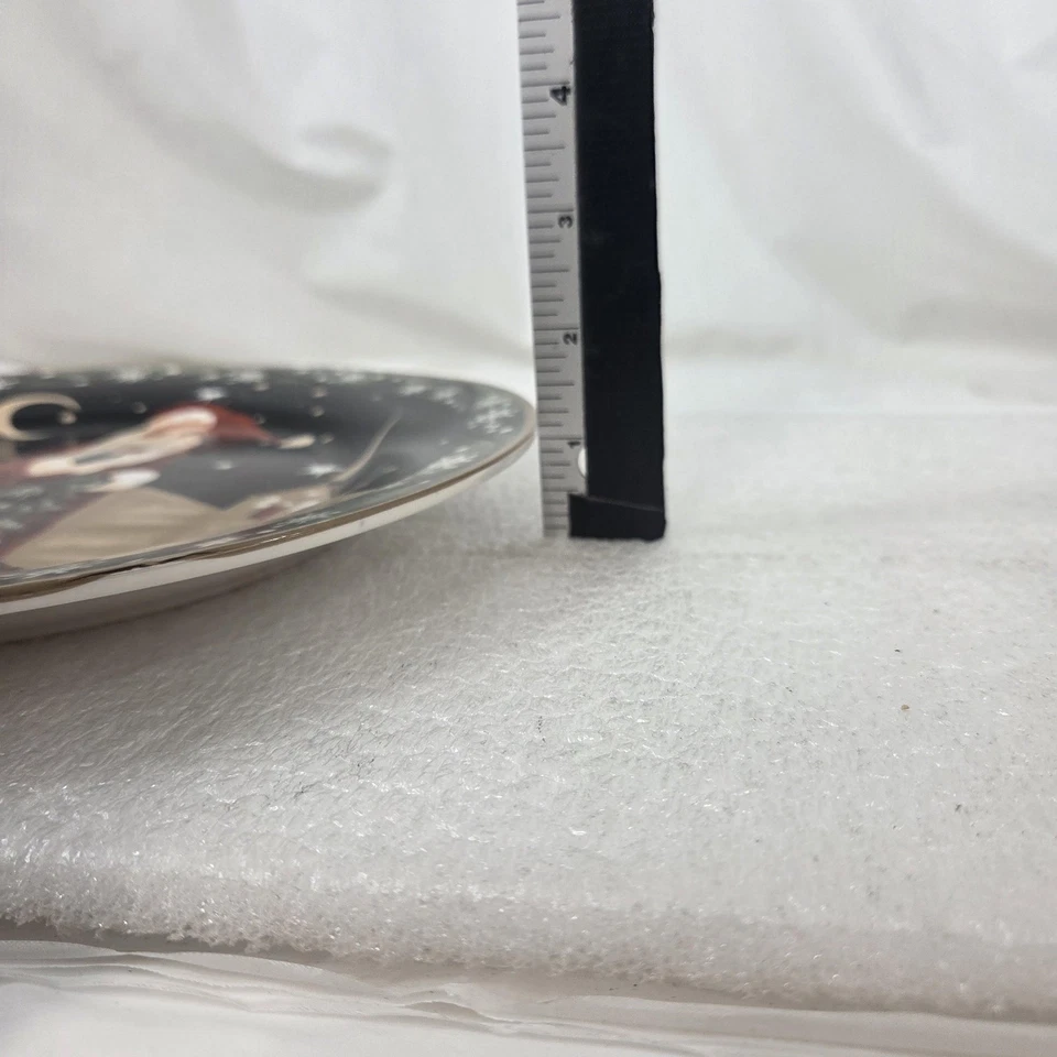 Century Christmas Santa Decorative Ceramic Plate Snowflake Border Rocking Horse - Image 4 of 4