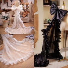 Detachable Bow Long Tail Satin Bow Accessory for Wedding Dress Prom Bridal Gown