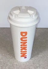 2020 Dunkin Donuts 16 oz White Plastic Travel Coffee Cup With Lid NEW BPA Free