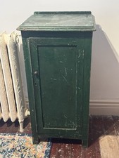 Vintage Green Painted Utility Cupboard Pantry Cabinet Workshop Storage Rustic