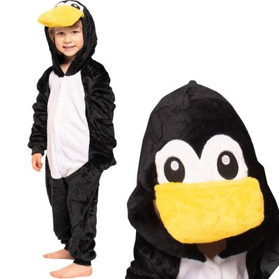 Kinder Pyjama Kigurumi Overall Pinguin Kostüm Schwarz 115-125 cm