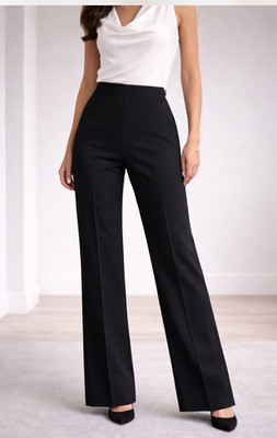 DSQUARED2 Flare Leg Wool Trousers Black Full Length Womens 42