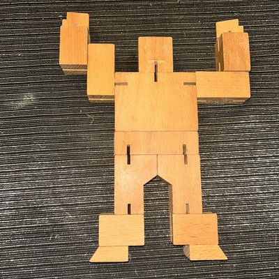 David Weeks  Areaware Cubebot Articulating Wooden Robot Puzzle Fidget 2015 9 