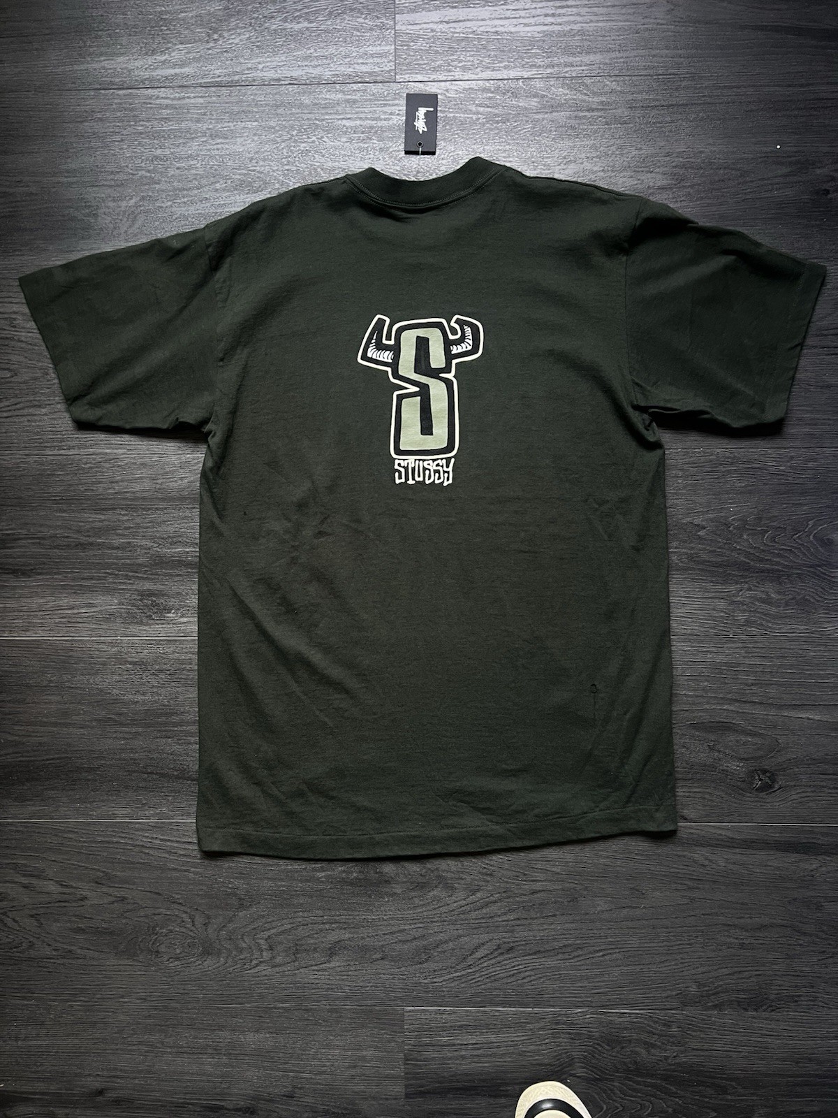 Stussy Black Cotton Graphic Logo Knit Men's Crew Neck Short Sleeve T-Shirt thumbnail 2