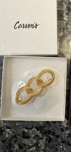 Authentic Christian Dior Brooch Gold Plated Triple Hoop Infinity Braided Texture
