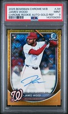 2025 BOWMAN CHROME MEGA BOX ROOKIE AUTO GOLD REFRACTOR JAMES WOOD 46/50 PSA 9