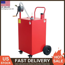 50 Gallon Gas Caddy Tank Portable With Pump on 4 Wheels Fuel Transfer Storage