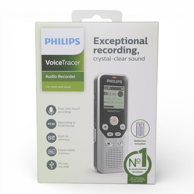 PHILIPS VoiceTracer DVT1250 Diktiergerät, Audiorecorder Dunkel Silber & Schwarz