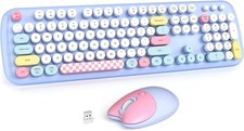 Wireless Keyboard and Mouse Combo for Windows, MOWUX 648M3- Blue Colorful