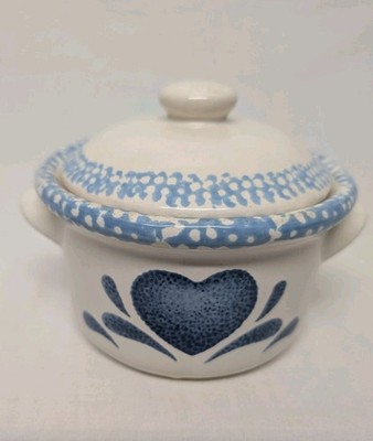 Corelle Blue Hearts Mini casserole dish with lid Vintage 