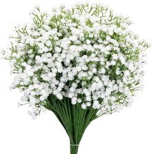 Realistic artificial baby's breath flowers, white, with 21" safe stems