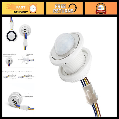 Mini PIR Motion Sensor Light Switch 110-220V, Adjustable Time Delay, Infrared De