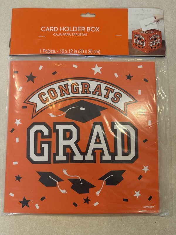 Graduation Congrats Grad 12x12 Cardholder Holder Box Orange