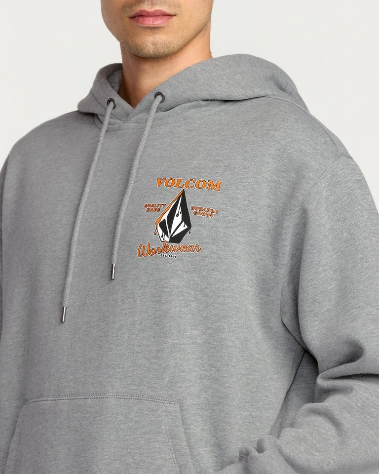 Volcom Workwear Logo Kapuzen Pullover (grau) - Bild 2 von 4