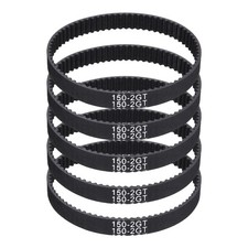150mm GT-2 Timing Belt, 5pcs 6mm Width 2mm Pitch 3D Printing Closed Loop, Black