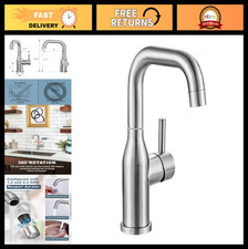 Single Hole Bar Sink Faucet - Brushed Nickel 360  Swivel Prep Sink Faucet, cUPC