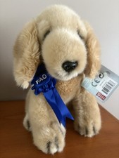 FAO Schwartz Cocker Spaniel Dog Plush Blue Ribbon Winner 10" Long Stuffed Toy