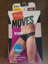 Womens Hanes Moves No Show Thong Panties (Size 5/S) BRAND NEW W TAGS