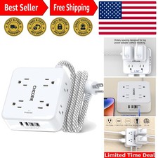 12-in-1 Surge Protector Power Strip - 5Ft Braided Cord, 8 Outlets, 4 USB Ports