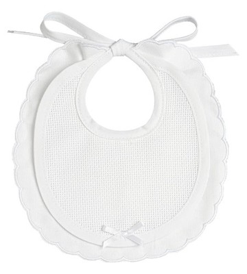 Lätzchen Baumwoll-Piqué bestickbar Aida-Einsatz 30x40 cm Italien, weiß