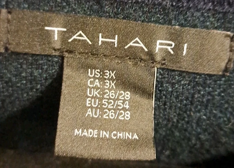 TAHARI Sweater Women 3X Blackwatch Plaid Cuffed 3/4 Sleeve Jumper Pullover Green - Image 3 of 4