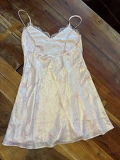 Pink loveshackfancy Slip dress Pink Bow Pattern Lace Trim Adjustable XS NWT