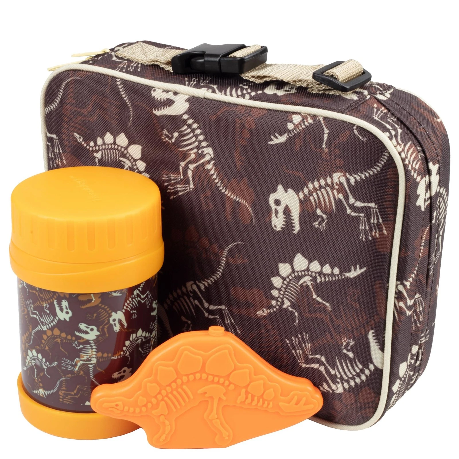Insulated Lunchbox Kit w Matching Reusable thermos Food Jar & Hard Freezer Ic...