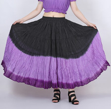 Women's 12 yard Dip Dye black lilac Violet Cotton Long Maxi Elastic Waist Skirt