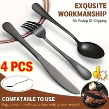 4pcs Stainless Steel Knife, Fork, Spoon Travel Cutlery Set with Portable 