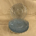 Set Of 6 Vintage Anchor Hocking Sapphire Blue Bubble Glass Dessert Plates 6.75”