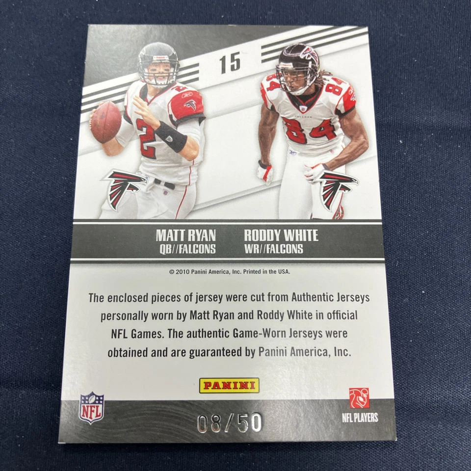 2010 Prestige Connections Materials Prime /50 Matt Ryan Roddy White 25251 - Image 2 of 2