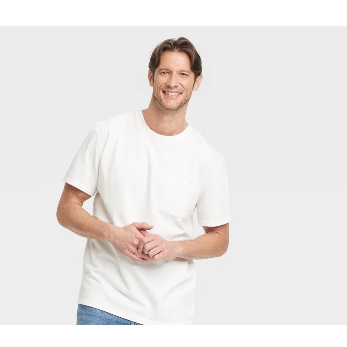 Goodfellow & Co Mens Relaxed Fit Short Sleeve Pocket T-Shirt White Size M NWT