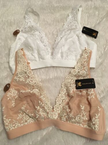 2 Wacoal Embrace Lace Bra Lot Set 40/XL Unlined Soft Cup Bralette 852191 J-Hook - Picture 2 of 5
