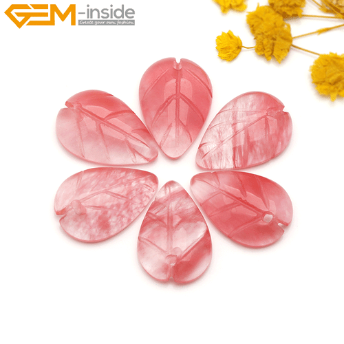 Natural Double Carved Leaf Assorted Gemstone Beads For Jewelry Making 15" 8x11mm - Picture 1 of 90