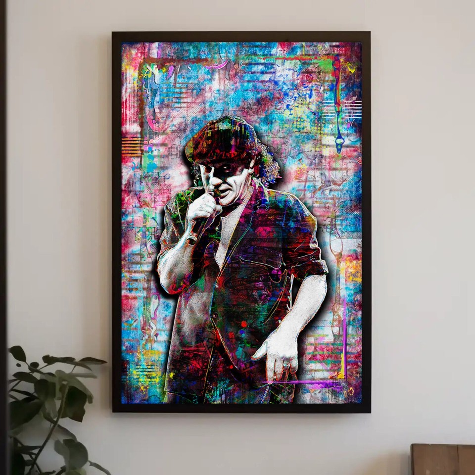 AC/DC BRIAN JOHNSON 8x10in Pop Art Poster, AC/DC Pop Art Print Free ...