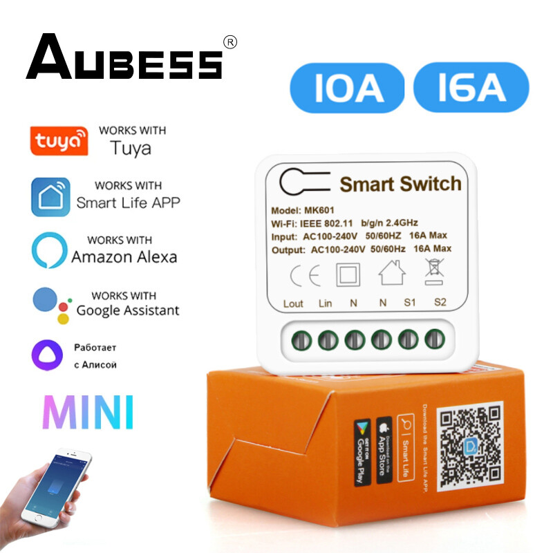 10A 16A Tuya MINI Wifi Smart Switch DIY 2-way Relay Timer Smart Home Automation