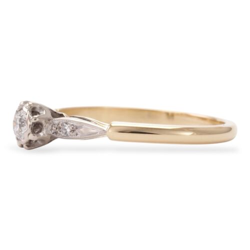 EARLY BRILLIANCE 1940s 18K Yellow & White Gold Early Brilliant Cut Diamond Ring - Picture 5 of 9