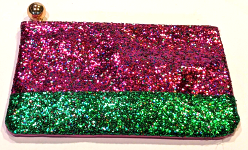 IPSY ZIPPER GLAM BAG GLITTER PINK AND GREEN DECEMBER 2023 NEW - Picture 1 of 5