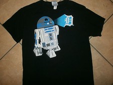 R2D2 IN THE D T SHIRT Olde English Logo DETROIT TIGERS Star Wars Night YOUTH LG