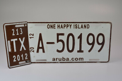 ARUBA ONE HAPPY ISLAND 2-tlg Auto Car Kennzeichen Nummernschild Schild Plate; K1