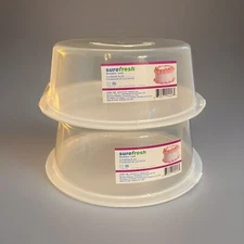 Sure Fresh Reusable Plastic Cake Containers with Clear Domes - 2 Pack