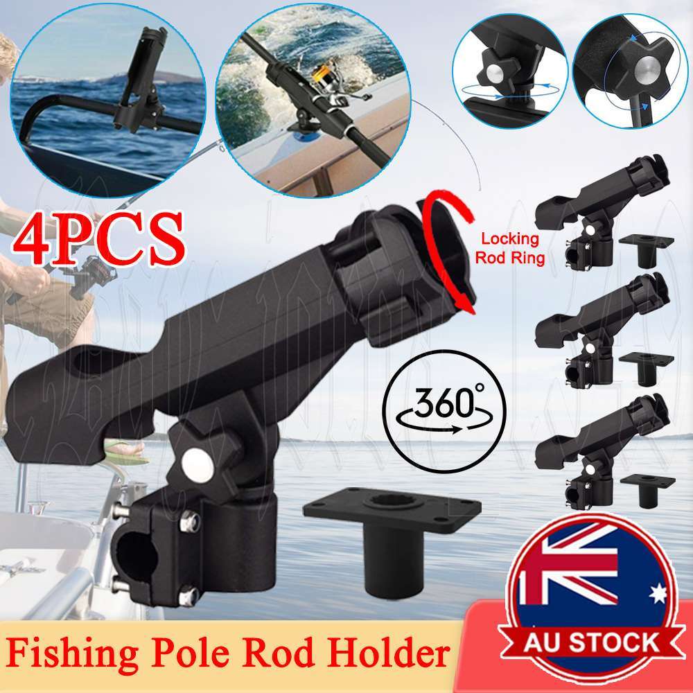 4x Adjustable Boat Fishing Pole Rod Holder Fr Kayak Boat Side Rail