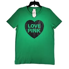 NEW Victorias Secret PINK Originals Campus Tee S Relaxed Logo Heart LOVE PINK