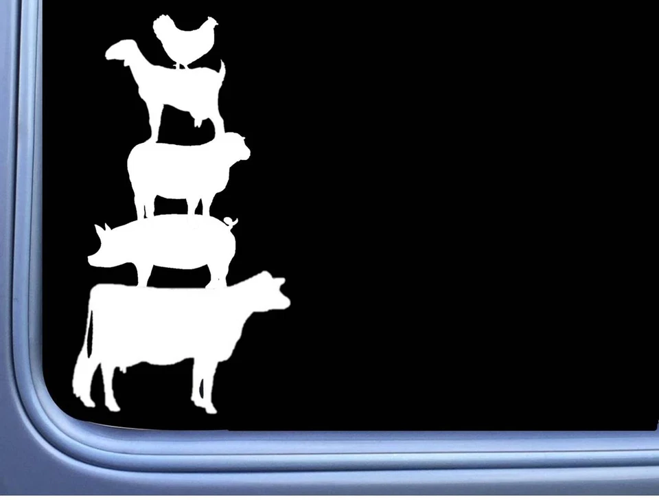 EZSTIK Farm Animals L975 8" Sticker decal stacked cow sheep goat pig chicken love