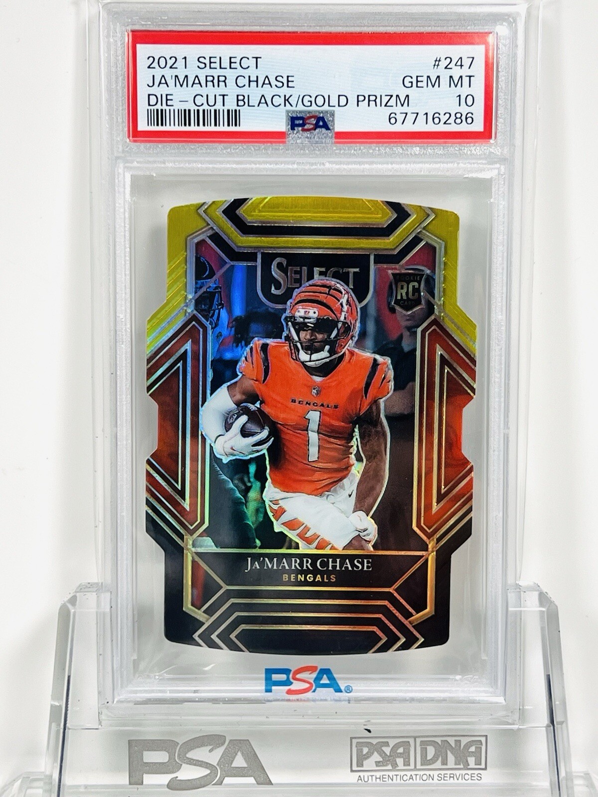 2021 Select Ja'Marr Chase Club Level Black Gold Die-Cut RC PSA 10 Gem Mint