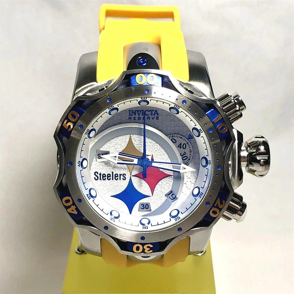 INVICTA 33085 NFL 52mm Venom Gen III Swiss Quartz Chrono Strap Watch - Steelers