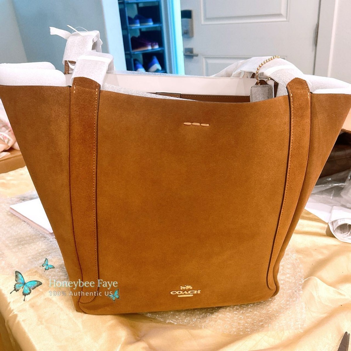 NWT COACH Hadley Tote Bag In Suede CV998 suede